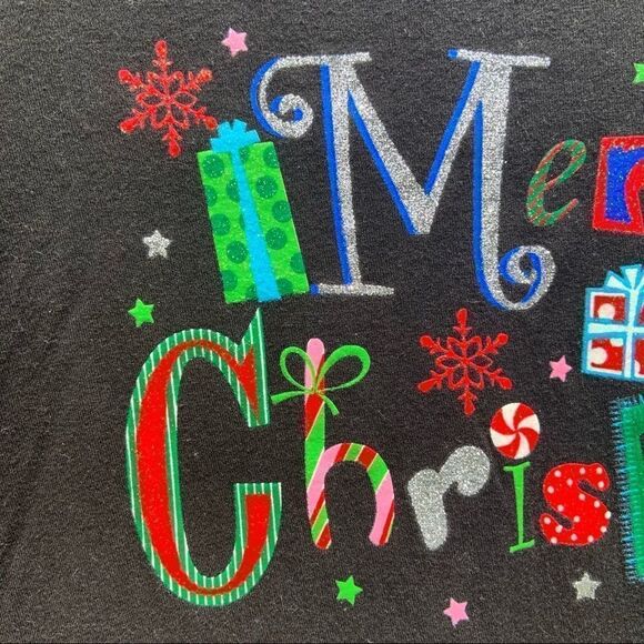 Merry Christmas Glitter Long Sleeve Tee Size Large - Picture 3 of 7